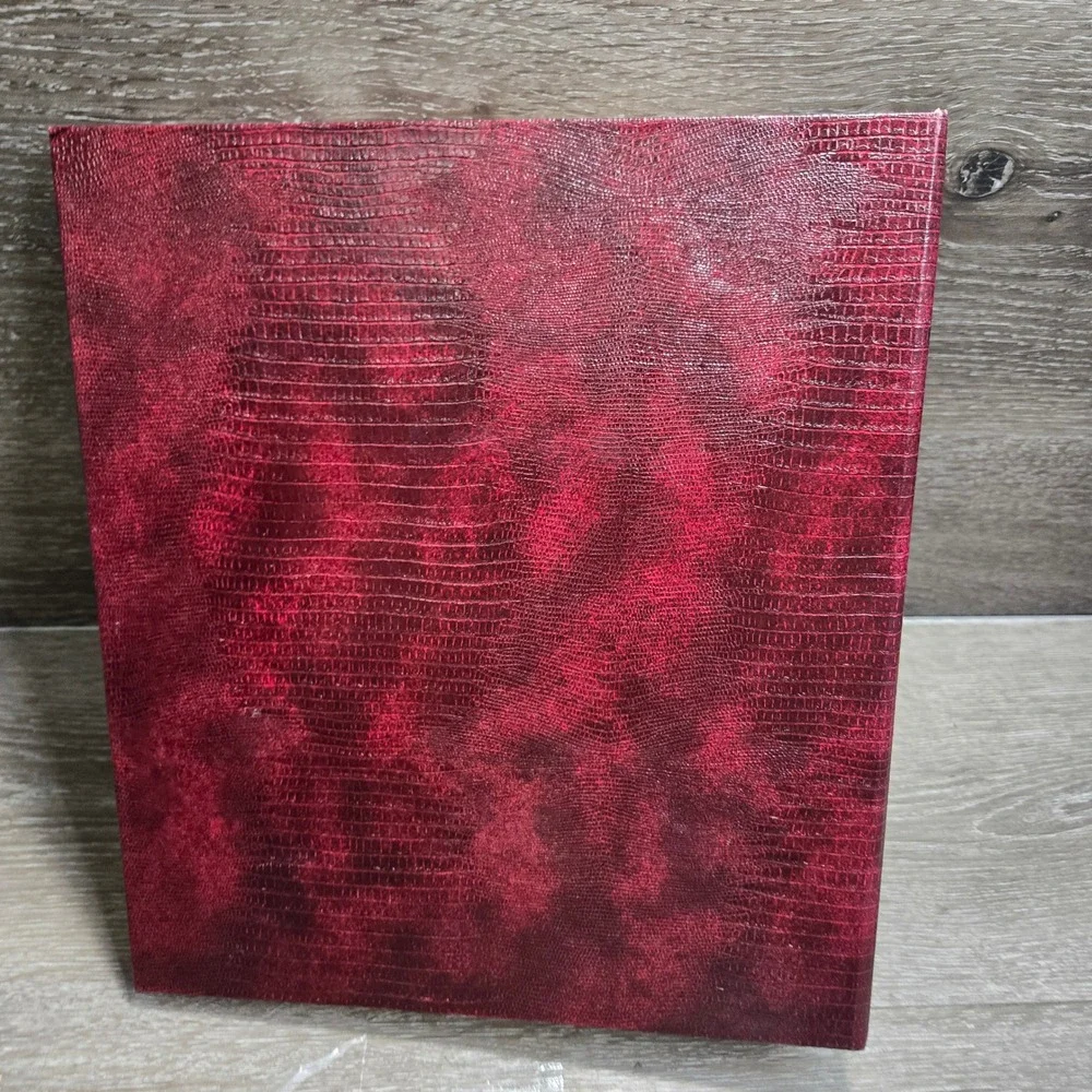 Photo Albums Burgundy Gold Trim & Green Textured Faux Leather 3-Ring